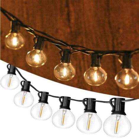 Guirlande lumineuse décorative de Noël - Guirlande lumineuse - Guirlande lumineuse LED étanche pour extérieur - Guirlande en fil métallique pur - Blanc chaud - À brancher