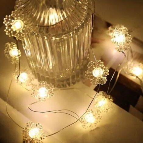 Guirlande lumineuse décorative festive, mini guirlande lumineuse, décorations de Noël, 2 mètres - motif flocon de neige