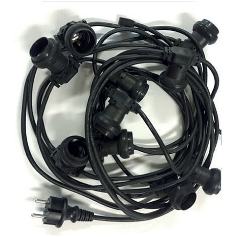 Guirlande lumineuse d'extérieur 10,6m – 10 douilles B22 – Lumière chaude – Indice de protection IP44 – Pour événements festifs et décoration – Fox Light