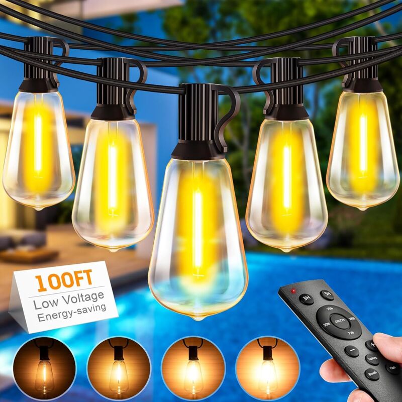 Light-Brightly 30M Guirnalda Luces Exterior, Luces Terraza Exterior with Control Remoto LED Bombillas, Luces Exterior Jardin Regulable for Balcon