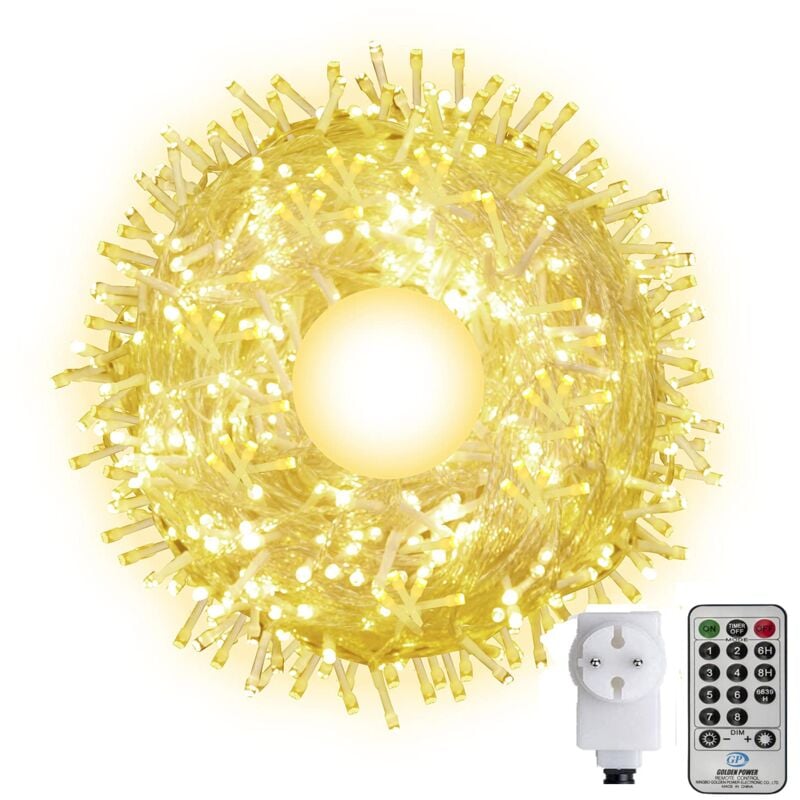Guirlande lumineuse d'extérieur de 100m Longue guirlande lumineuse de Noël pour intérieur et Halloween avec télécommande,pour Xmas arbre maison