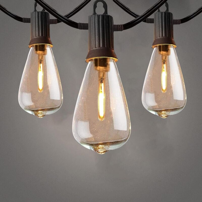Guirlande lumineuse d'extérieur led, 7,5 m Vintage Guirlande lumineuse d'extérieur avec 12 + 1 ampoules ST38, étanche IP65 pour jardin, fête,