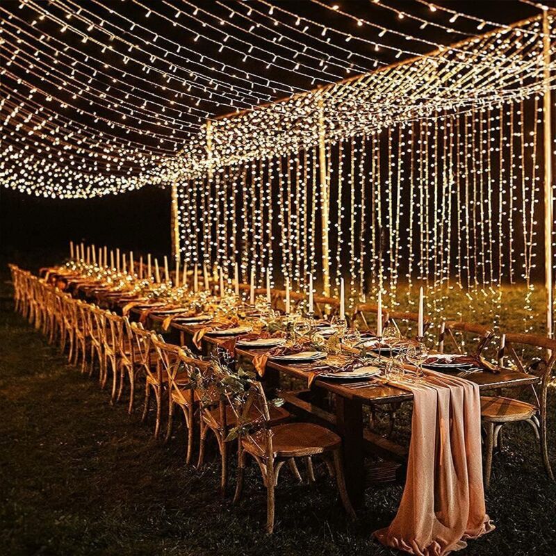 Guirlande lumineuse d'extérieur,Rideau lumineux 6 m x 3 m 600 led Guirlande Lumineuse Rideau, 8 Modes Éclairage de Noël Électrique Étanche Fenêtre