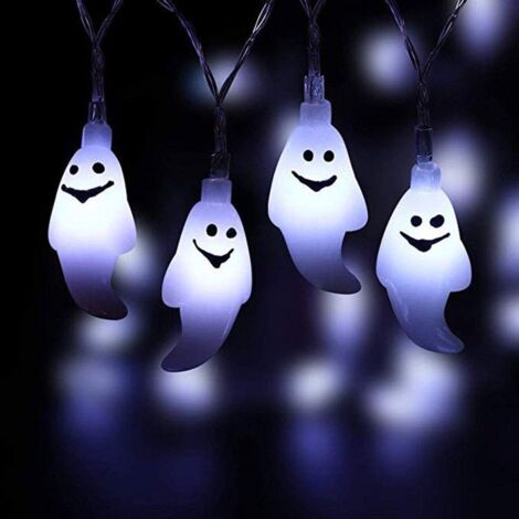 Guirlande lumineuse d'Halloween - 1,5m 10LED Fantôme - 1 pc - Décoration Automne à piles Intérieur et Extérieur de Fête