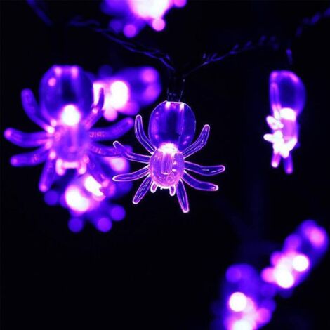Guirlande lumineuse d'Halloween - 3m 10LED Araignée - 2 pc - Décoration Automne à piles Intérieur et Extérieur de Fête