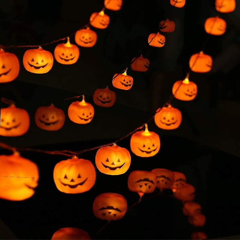 Guirlande lumineuse d'Halloween à led, citrouille, décoration extérieure, lumières de vacances, télécommande usb, 8 modes, 3 mètres, 20 lumières