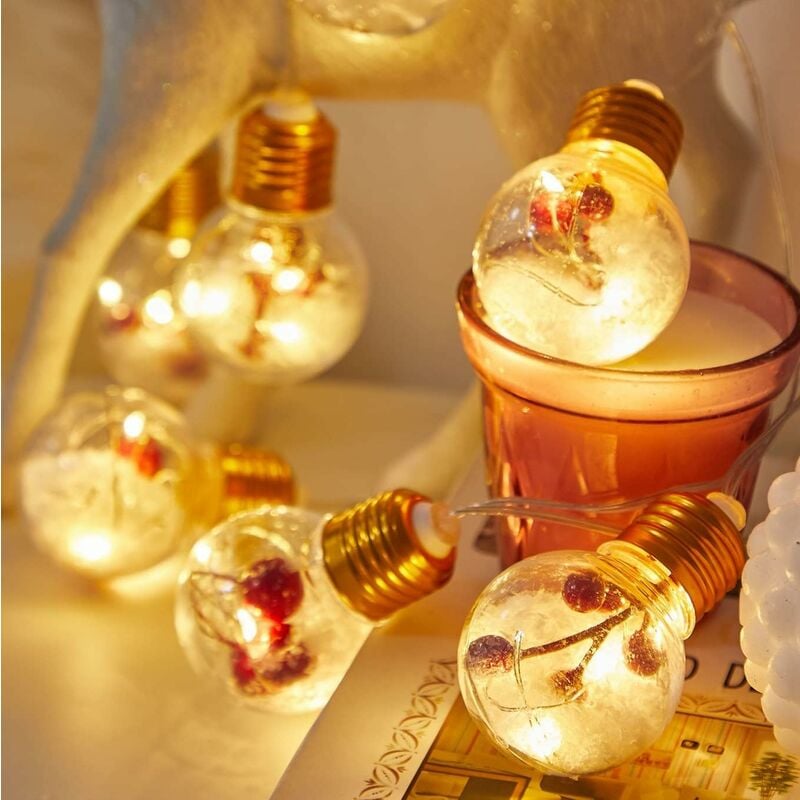Aiducho - Guirlande Lumineuse D'intérieur à Led Alimentée Par Piles 4 m 10 Ampoules Globe Pour Décoration De Noël