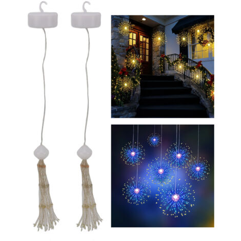 Guirlande Lumineuse Éclat Étoile LED à Fil de Cuivre avec Remote Contrôle pour Décorations de Fêtes et Jardins - 2PCS