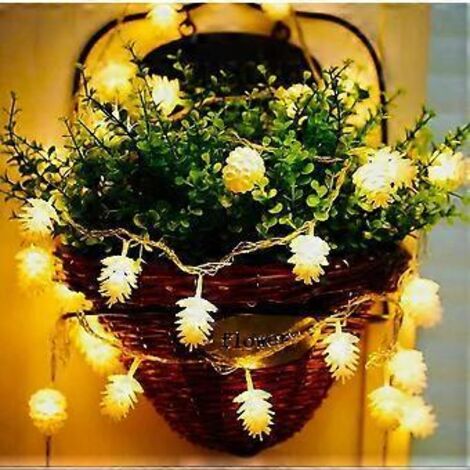 Guirlande lumineuse en forme de pommes de pin, 6 m, 40 LED, pour sapin de Noël, étanche IP44, mini décoration lumineuse d'intérieur pour terrasse, jardin, clôture, etc.