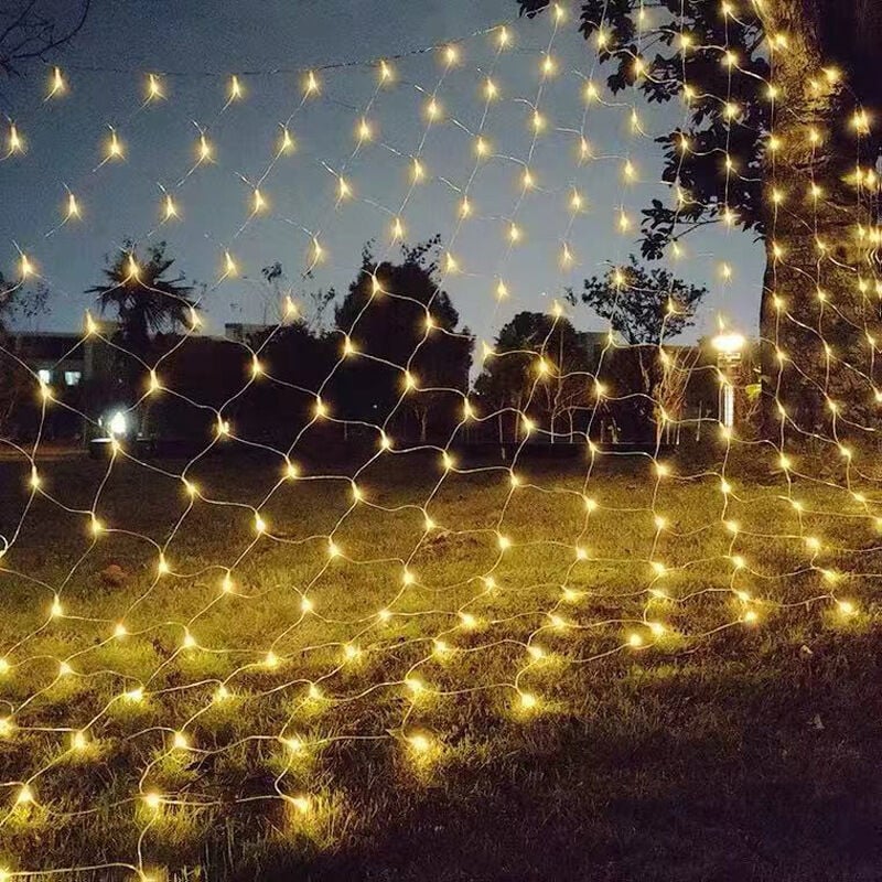 Guirlande lumineuse en maille, 672 filets LED 6M X 4M 8 modes d'énergie étanches, dimmable, adapté à la chambre à coucher, à la fête de mariage de