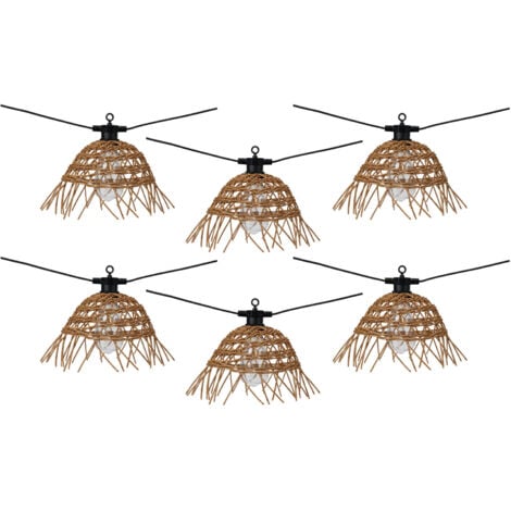Guirlande lumineuse en rotin, 6 lampes