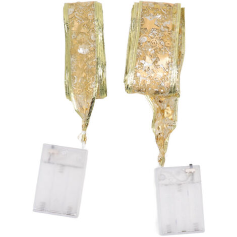 Guirlande lumineuse en ruban de noël 2 pièces arbre féerique pour décorations lumière chaude dorée 5cm 3.8cm