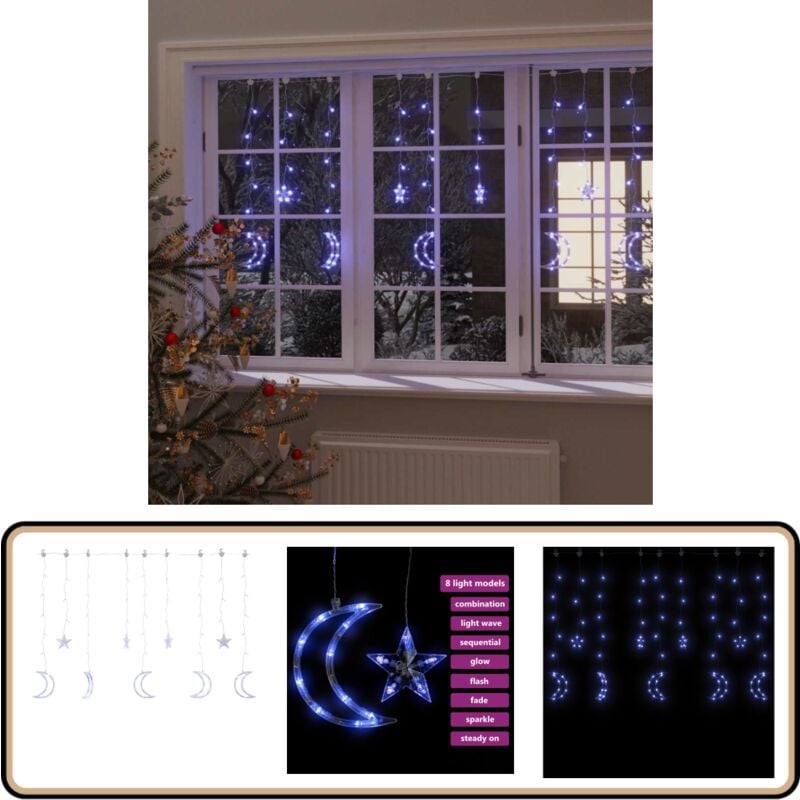 Vidaxl - Guirlande lumineuse étoile et lune avec télécommande 345 led - Guirlande Lumineuse - Décoration Noel - Lumière D'ambiance - Noël - Fête