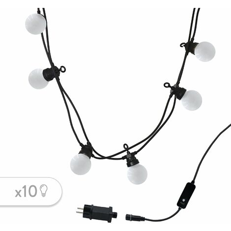 LUMI JARDIN Guirlande lumineuse extérieure connectable Party Milky - 20 globes guinguette - LED - 9,6 m - Blanc chaud