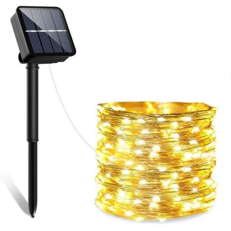 Guirlande Lumineuse Exterieur Lampe Solaire, 100LED 12M Étanche IP65 avec 8 Modes Eclairage