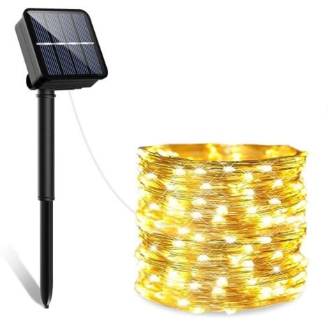 Guirlande Lumineuse Exterieur Lampe Solaire, 100LED 12M Étanche IP65 avec 8 Modes Eclairage