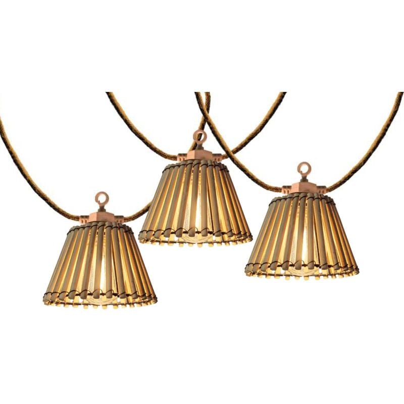 Guirlande lumineuse extérieur natura light hybrid Bois Bambou 8m