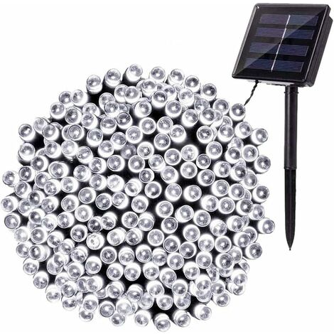 Guirlande Lumineuse Exterieur Solaire, 22 M 200 LED Guirlande Solaire Exterieur Étanche 8 Modes, Solaire Guirlande Guinguette Exterieur pour Jardin Terrasse Maison Maison Fête Noël (Blanc)