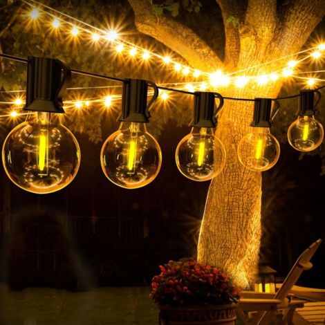 Guirlande Lumineuse Extérieure 50 Ampoules +4 Rechange,16.4M, IP44, Idéal Grands Espaces: Café/Jardin/Événements