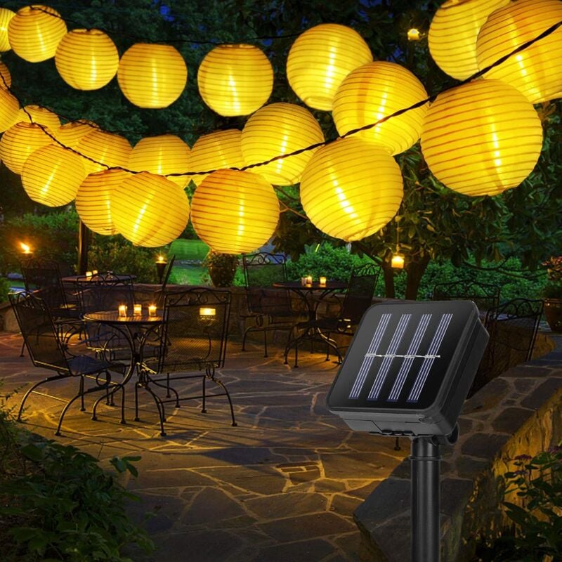 Guirlande Lumineuse Exterieure 6.5M 30 led Guirlande Solaire Extérieure Lampion Solaire étanche Lanterne Solaire Decorative pour Jardin Patio Cour