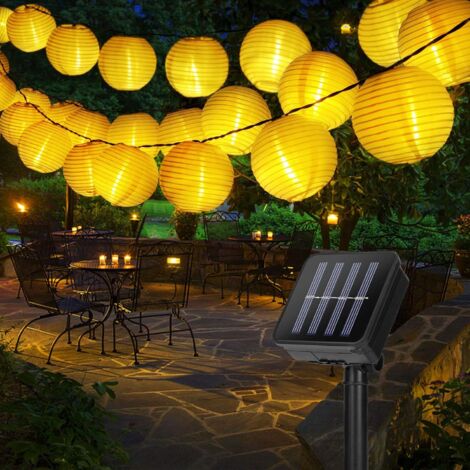 Guirlande Lumineuse Exterieure 6.5M 30 LED Guirlande Solaire Extérieure Lampion Solaire étanche Lanterne Solaire Decorative pour Jardin Patio Cour Mariage Fête Noël - Blanc Chaud-Fei Yu