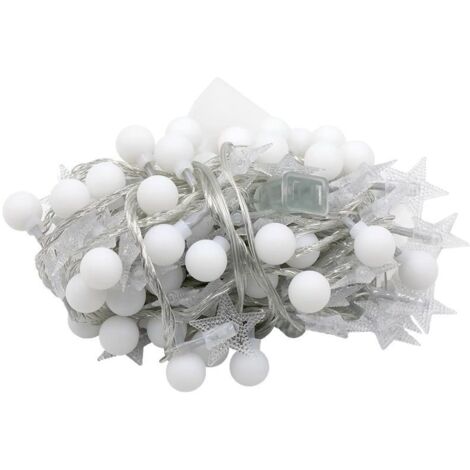 Guirlande lumineuse extérieure boules et étoiles, pour jardin terrasse tente de camping avec options solaire ou piles