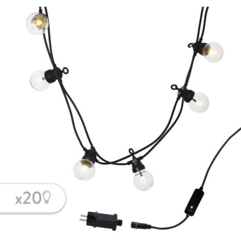 Guirlande lumineuse extérieure connectable Party Clear - LUMI JARDIN - 20 globes guinguette LED - Blanc chaud