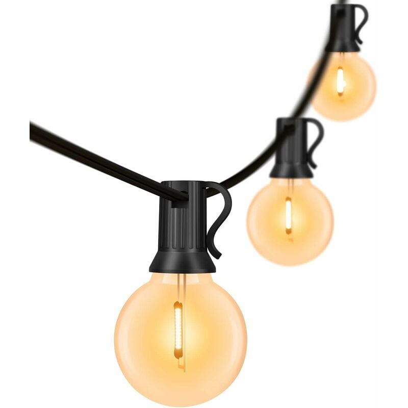 Guirlande Lumineuse Extérieure, Guirlande Lumineuse led 15M/50FT 25 Ampoules + 1 De Rechange, 0,2W, Guirlande Intérieure Extérieure Étanche pour