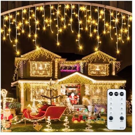 WOTEENORE Guirlande Lumineuse Extérieure Noël, 30M 1200 LED Rideau Lumineux Noël Extérieur avec 8 modes et télécommande, Étanche IP65 Rideau Guirlande Lumineuse Décoration pour Fête Mariage Balcon