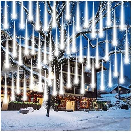 WOTEENORE Guirlande Lumineuse Exterieure Noel, Lumières de Pluie de Météores, 50 CM 10 Tubes 400 LED, Étanche IP65, Guirlande Noel Exterieur pour Décoration de Noël, Jardin, Mariage (Blanc Froid)