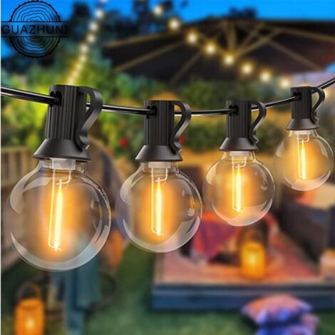 DOLASO Guirlande Lumineuse Extérieure,15M Guirlande Guinguette LED G40 Ampoules 25+1 Rechange,Guirlande Decorative Raccordable pour Jardin,Fête,Soirée,Terrasse,Noël,Blanc Chaud