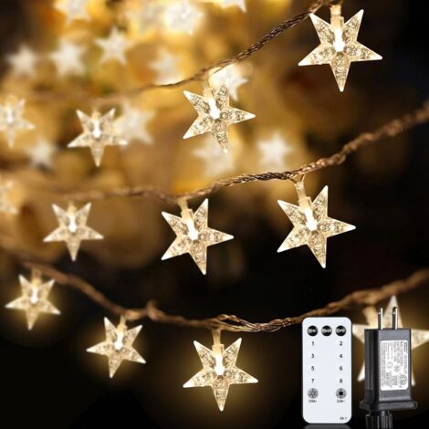 Guirlande lumineuse féérique 18m 100 LED  Lumière blanche chaude douce  Minuterie télécommandée & prise électrique  Décoration intérieure et extérieure pour mariage, chambre et fêtes