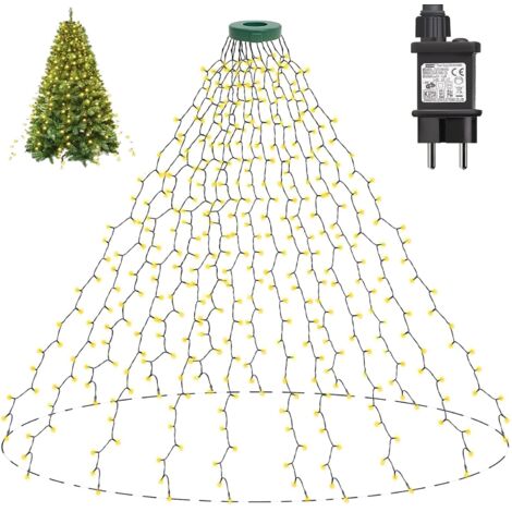 Guirlande lumineuse féérique pour sapin de Noël, 8 modes, 400 LED, 2 m x 16 branches, pour sapins de 100 à 240 cm, intérieur et extérieur – Blanc chaud[Classe énergétique E]