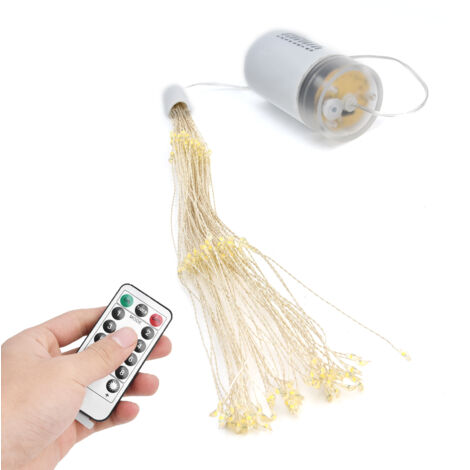 Guirlande lumineuse feu d’artifice étanche 8 modes avec télécommande pour décoration Multicolore
