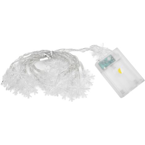 Guirlande Lumineuse Flocon de Neige LED 20 Lumières, Alimentée par Piles pour Noël, Intérieur et Extérieur, Fêtes