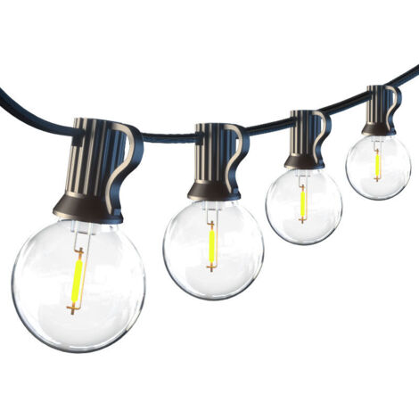 Guirlande Lumineuse G40 Extérieur 30M (100FT), 50 LED Blanc Chaud, 24V Basse Tension [Sans Télécommande],Guirlande Guinguette Européenne pour Terrasse, Mariage, Noël