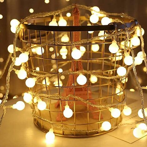 Guirlande Lumineuse - Guirlande lumineuse LED Boules Blanc Chaud ，Décoration Romantique， 6M 40 Ampoules，Guazhuni