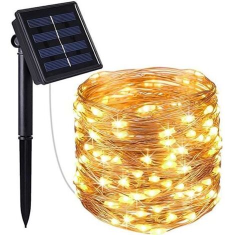 Guirlande lumineuse - JARDIN - Micro LED Skinny Solar - 100 LED - 10m - Solaire - Jaune