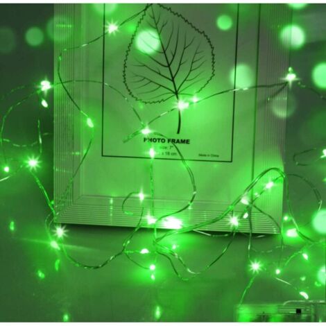 Guirlande lumineuse LED, 1 m, 10 brins, micro-guirlande lumineuse, décoration de Noël, fonctionne avec des piles bouton CR2032, pour fête, jardin, Noël, Halloween, mariage (vert), 20 pièces