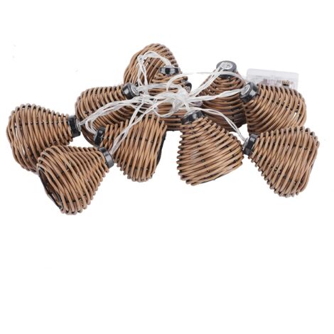 Guirlande lumineuse LED 10 pièces boules rotin décoration mariage intérieur extérieur