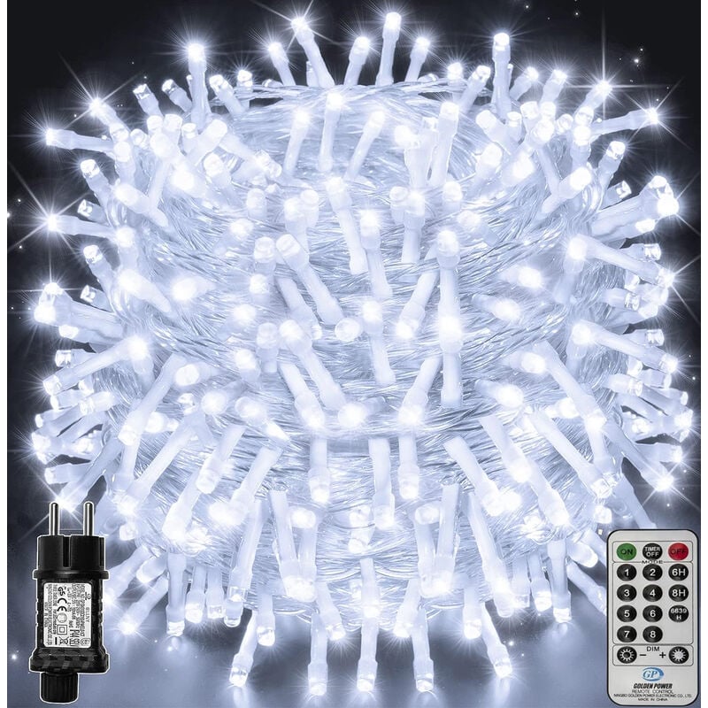 Guirlande lumineuse LED 100m 1000LED, guirlande lumineuse de Noël IP44 étanche avec télécommande et minuterie, 8 modes, décoration de fête pour Noël,