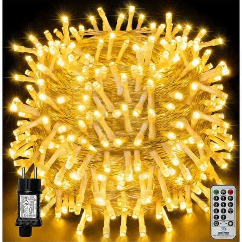 Guirlande lumineuse led 100m 1000LED, guirlande lumineuse de Noël IP44 étanche avec télécommande et minuterie, 8 modes,blanc chaud