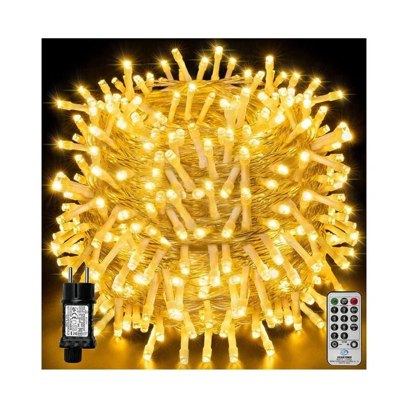 Guirlande lumineuse led 100m 1000LED, guirlande lumineuse de Noël IP44 étanche avec télécommande et minuterie, 8 modes,blanc chaud