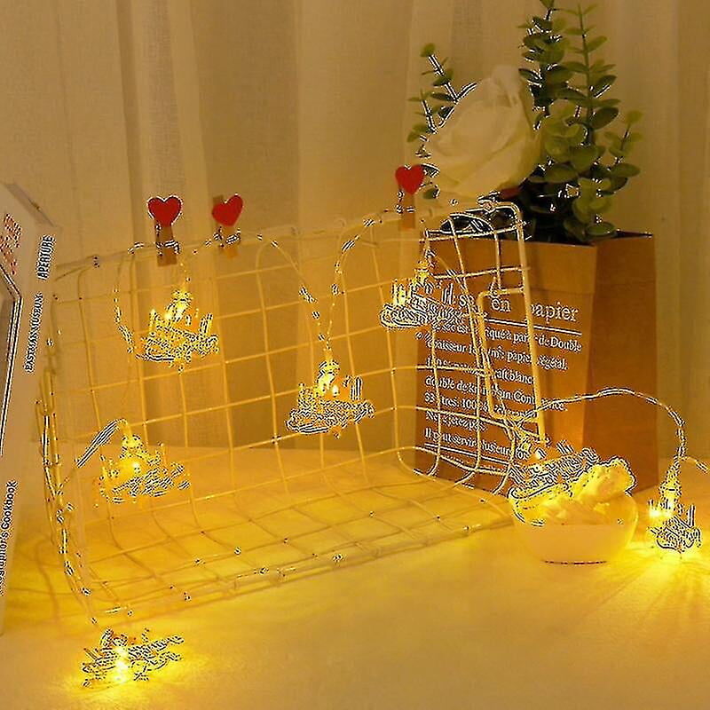 Guirlande lumineuse LED 1,5 m 10 LED Lune Étoile Château Lampes Ramadan Eid Mubarak pour la maison