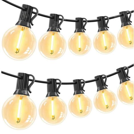 Guirlande Lumineuse LED - 15 M - 25 Ampoules G40 - Étanche IP44 - Connectable - Blanc Chaud 2700K - Pour Jardin Balcon Intérieur - 1 Pièce