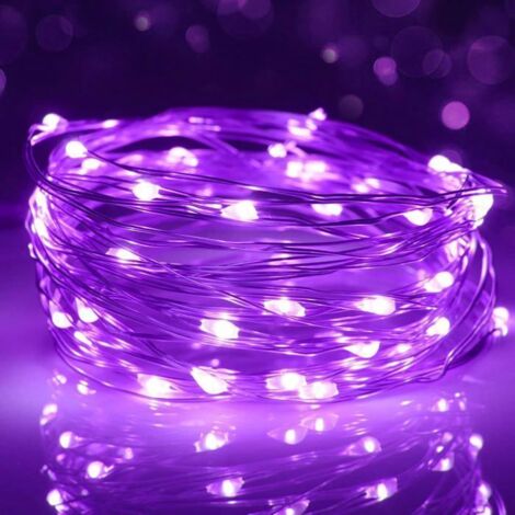 Guirlande lumineuse LED, 3 m, 30 LED, fonctionne à piles, étanche, pour jardin extérieur, fête de mariage, Noël (violet)