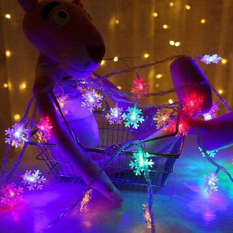 Guirlande lumineuse LED 3M en forme de flocons de neige, décoration féérique et colorée pour Noël.