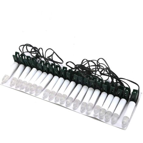 Guirlande Lumineuse LED 7,6 M 20 LED avec 20 Clips Verts Blanc Chaud pour Fêtes, Mariages, Thanksgiving, Noël, Vacances, Célébration Saisonnière