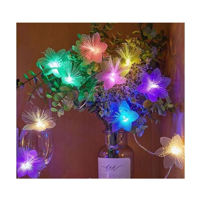 Guirlande Lumineuse de Fleur à Fibre Optique Solaire à led 12M 100 Lumières Cour Mariage Lumières Décoratives Extérieures Arrangement de Festival