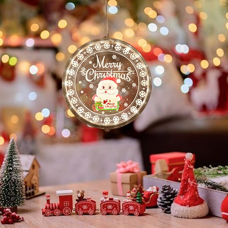 Guirlande lumineuse led à ventouse pour Noël – Veilleuse multicolore à piles avec décorations suspendues pour une ambiance chaleureuse, cadeau idéal